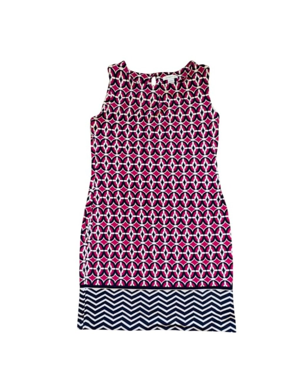 Liz Claiborne Womens Sleeveless Knee Length Dress-Pink/Blue-L-GUC